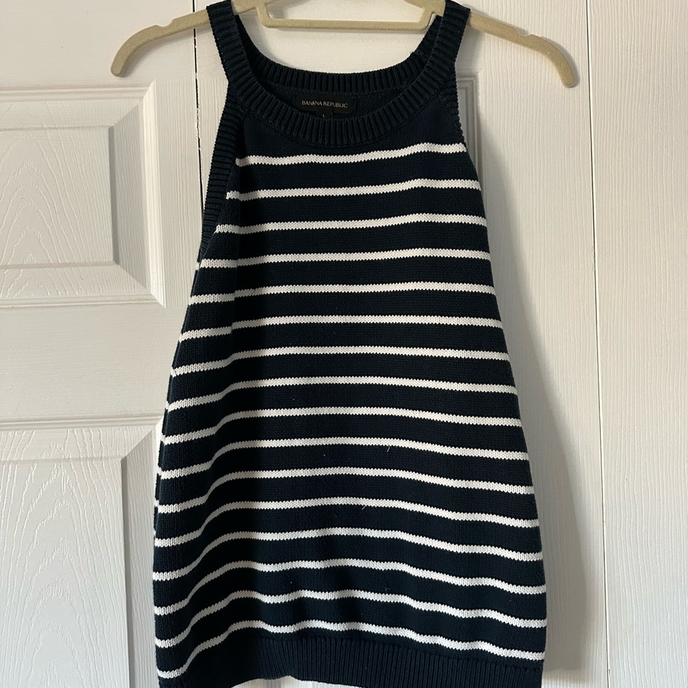 Banana Republic Navy Striped Knit Tank